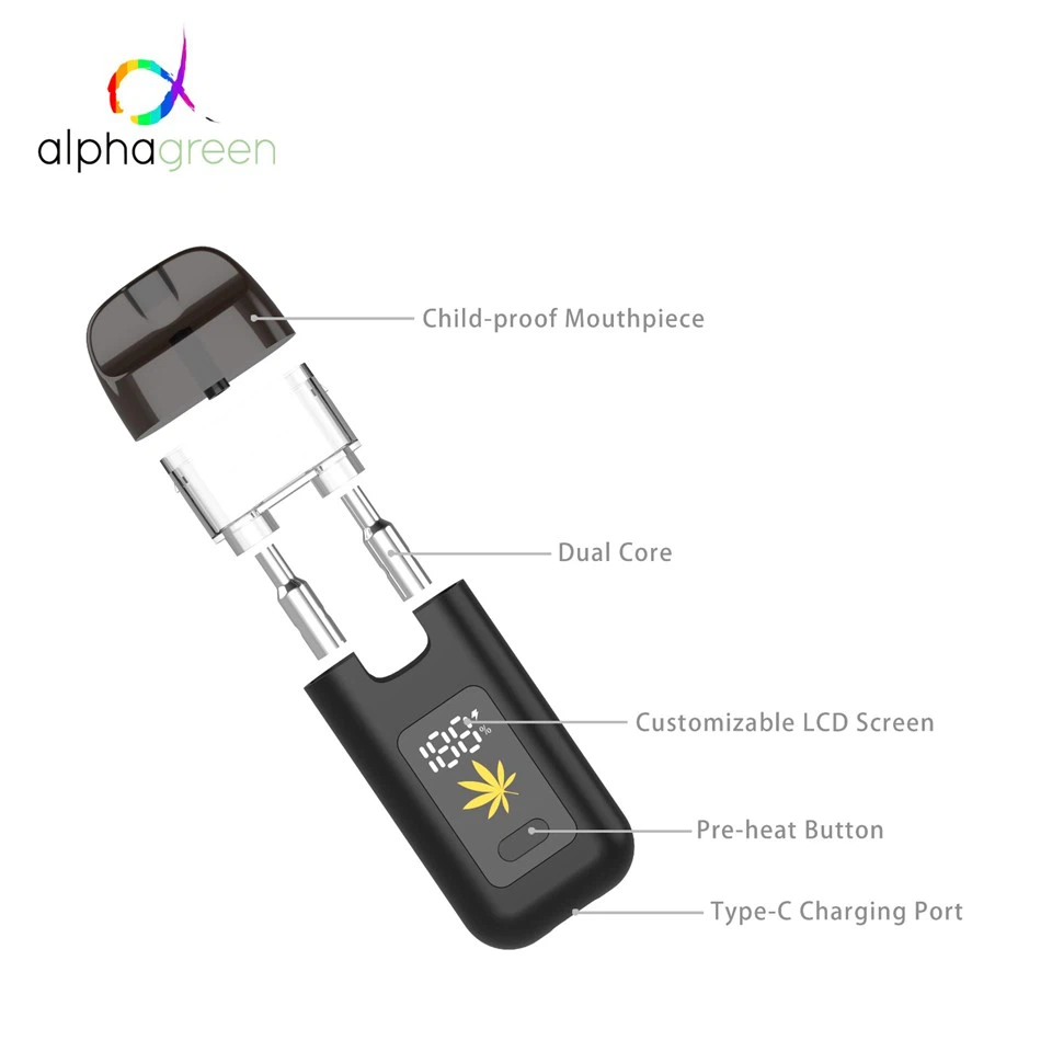 1ml /2ml Adjustable Voltage Dual Coil / Dual Core Big Hits All-in-one Vape With Screen Display best